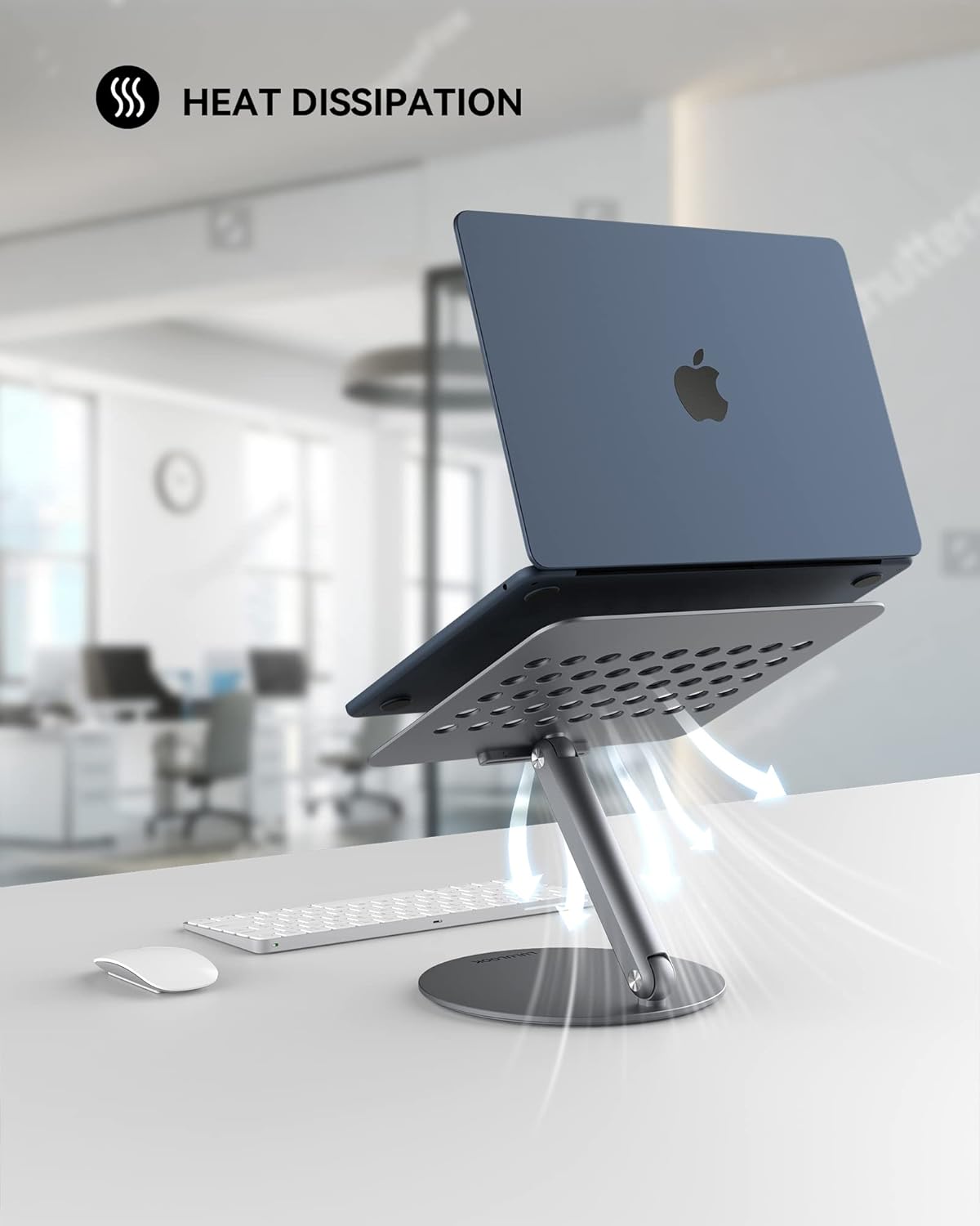 LULULOOK Faltbar Laptop Ständer mit 360° Drehbarer Basis Verstellbar Grau