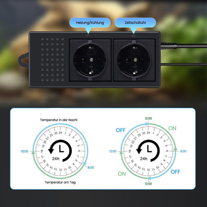 Luxvista 220V Reptilien Thermostat Terrarium Tag Nacht, mit Heizung Digital Zeitschaltuhr