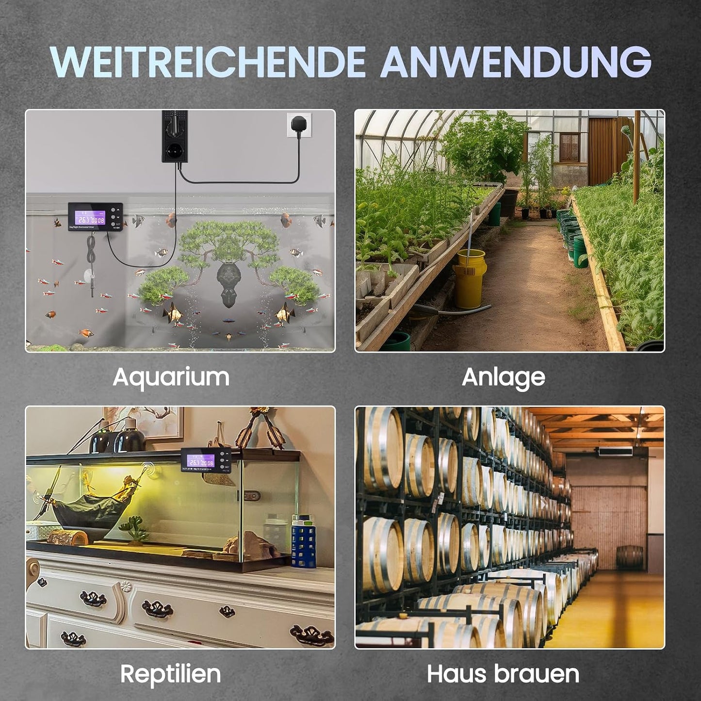 Luxvista 220V Reptilien Thermostat Terrarium Tag Nacht, mit Heizung Digital Zeitschaltuhr