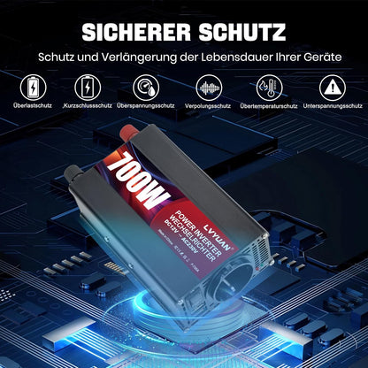 LVYUAN 700W Wechselrichter DC 12V auf 230V AC Spannungswandler Auto Konverter