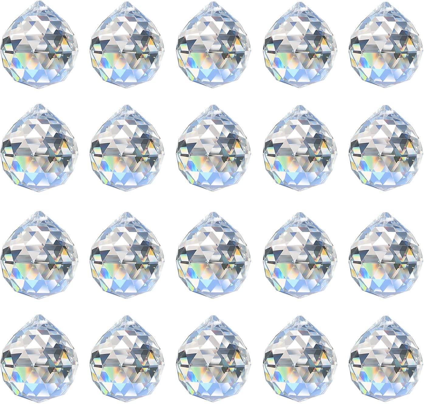 MerryNine Crystal Suncatcher, MerryNine 30 mm, 20 Pieces Crystal Prism Ball