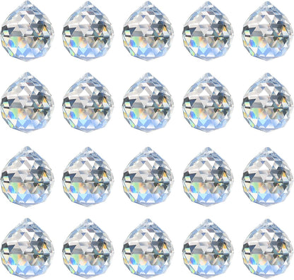 MerryNine Crystal Suncatcher, MerryNine 30 mm, 20 Pieces Crystal Prism Ball