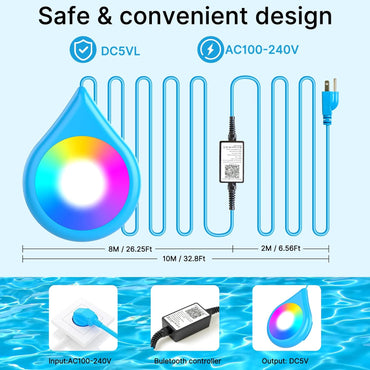 Pompe de piscine Mexllex 15 W, protection IP68, étanche, avec aimant et contrôle par application