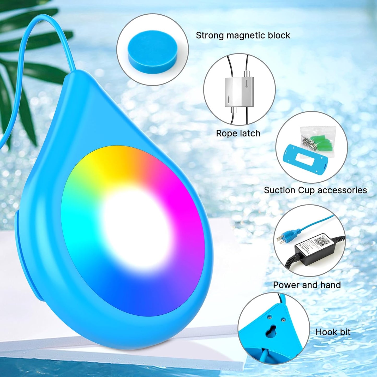 Pompe de piscine Mexllex 15 W, protection IP68, étanche, avec aimant et contrôle par application