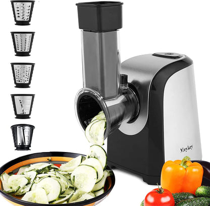 Meykey Elektrischer Gemüse und Obstschneider, 150 W, mit 5 Zubehörteilen