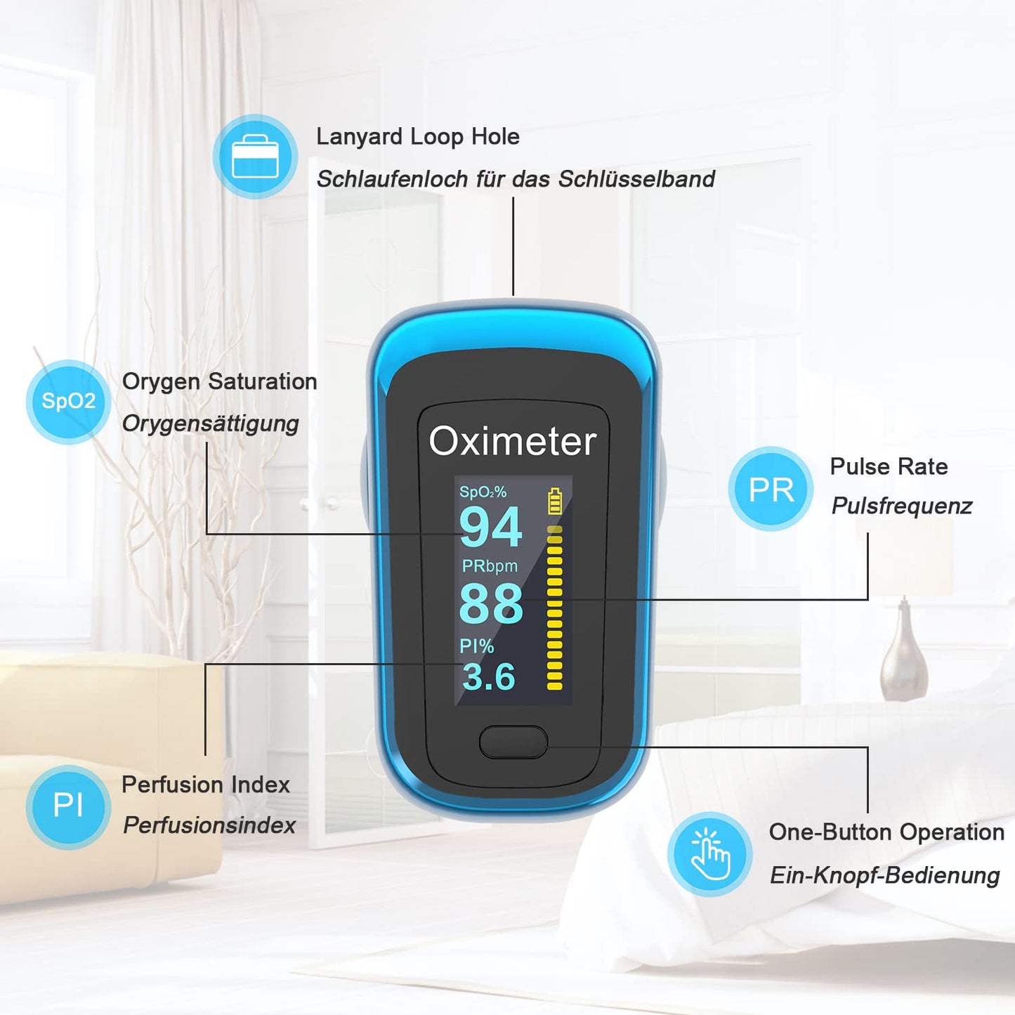 Pulsoximeter für Fingersauerstoffmessgerät
