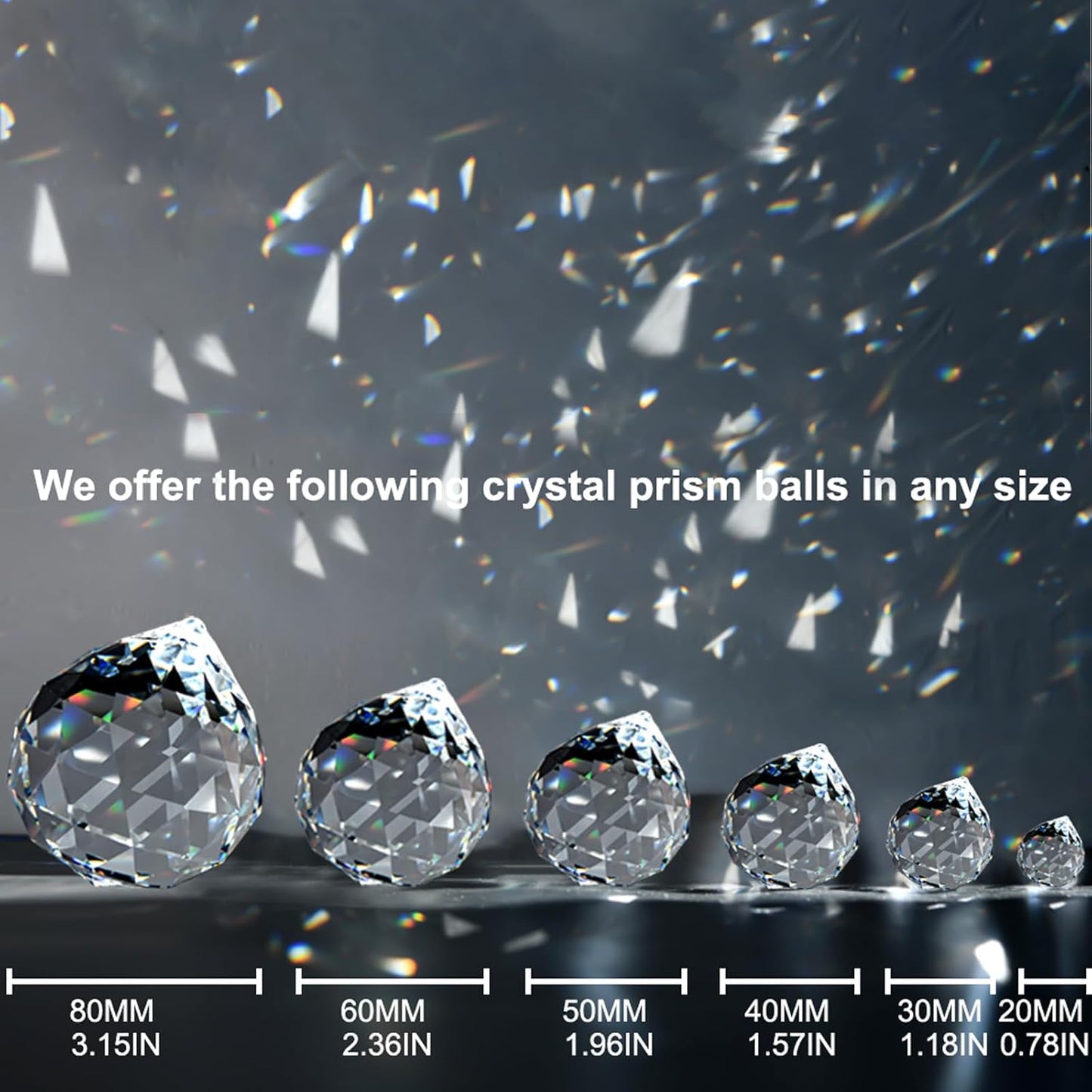MerryNine Crystal Suncatcher, MerryNine 30 mm, 20 Pieces Crystal Prism Ball