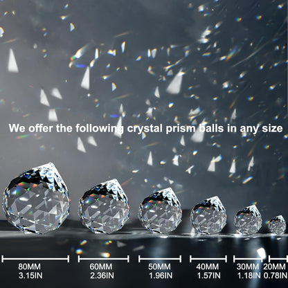 MerryNine Crystal Suncatcher, MerryNine 30 mm, 20 Pieces Crystal Prism Ball