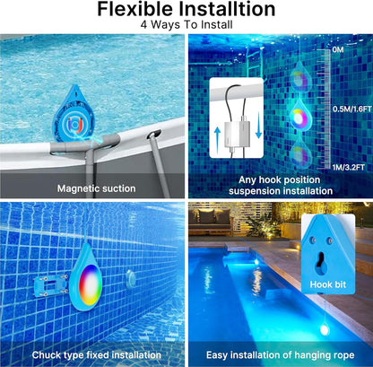 Pompe de piscine Mexllex 15 W, protection IP68, étanche, avec aimant et contrôle par application