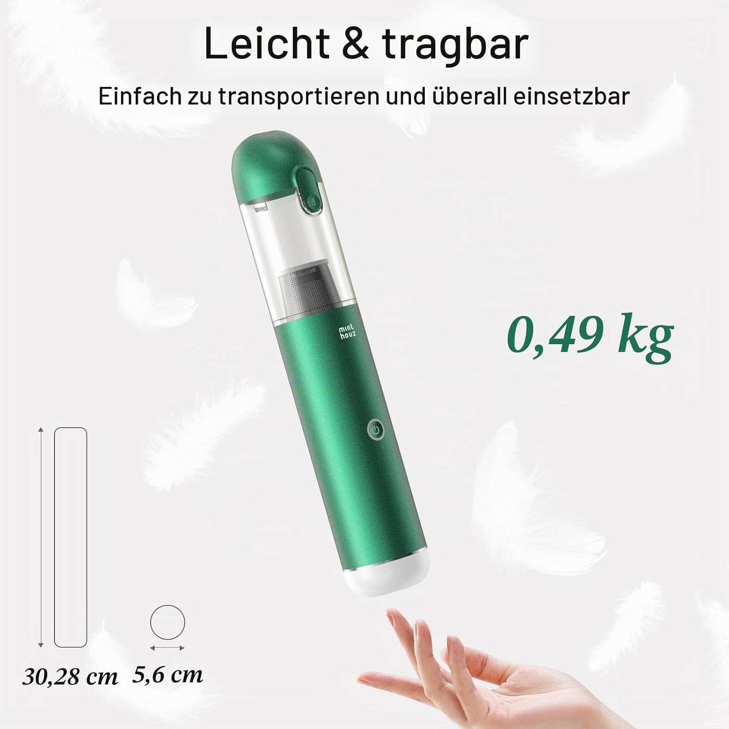Minthouz Handstaubsauger Auto kabellos 17000Pa, 3-in-1 120W mit Gebläse & Licht, (Grün)