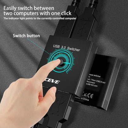 MLEEDA USB 3.0-Switch, 2-in-2-Out-USB-Switcher für 2 Computer,