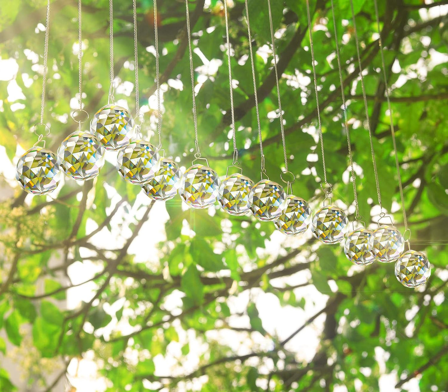 MerryNine Crystal Suncatcher, MerryNine 30 mm, 20 Pieces Crystal Prism Ball