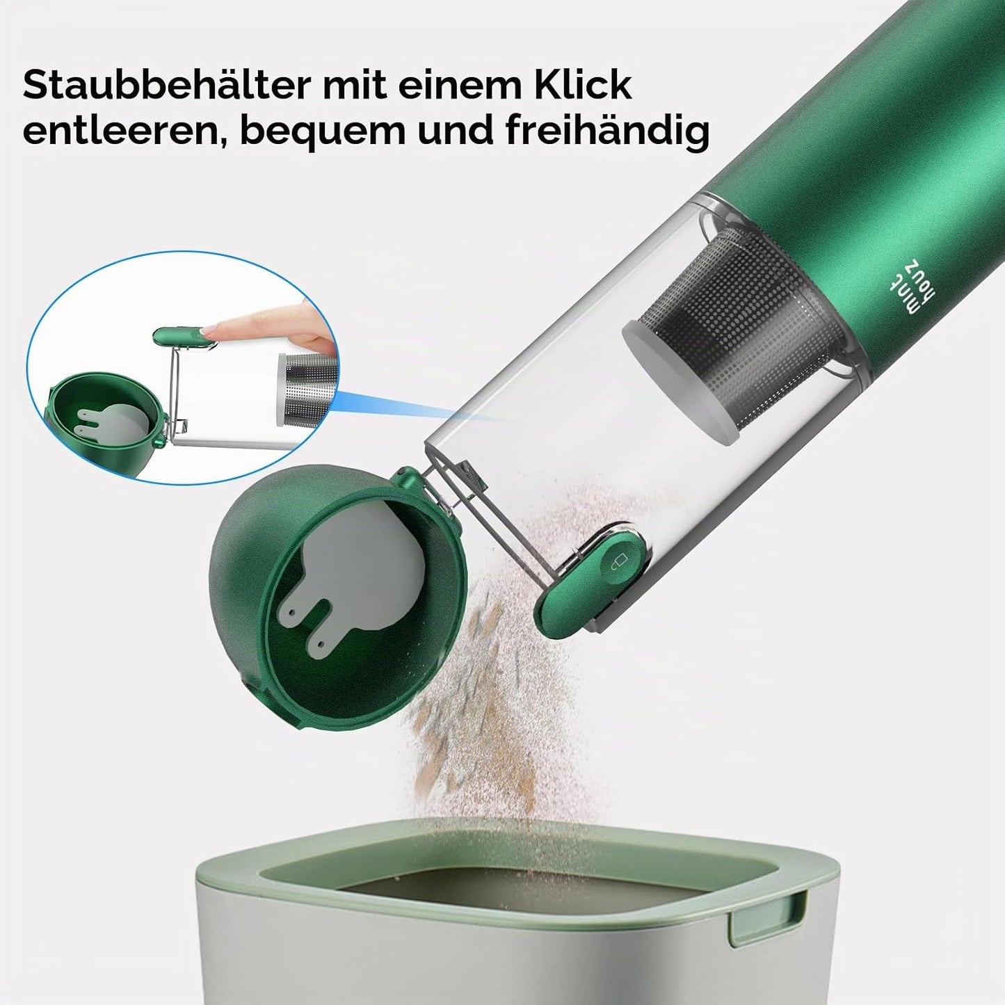 Minthouz Handstaubsauger Auto kabellos 17000Pa, 3-in-1 120W mit Gebläse & Licht, (Grün)