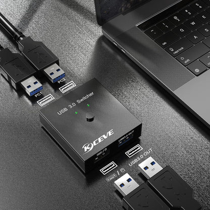 MLEEDA USB 3.0-Switch, 2-in-2-Out-USB-Switcher für 2 Computer,
