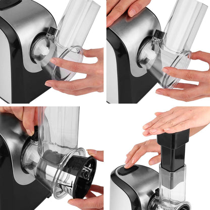 Meykey Elektrischer Gemüse und Obstschneider, 150 W, mit 5 Zubehörteilen