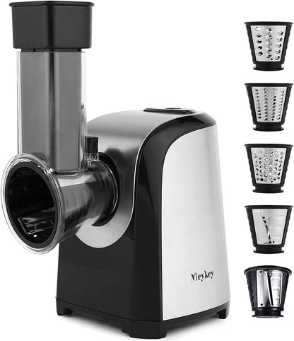 Meykey Elektrischer Gemüse und Obstschneider, 150 W, mit 5 Zubehörteilen