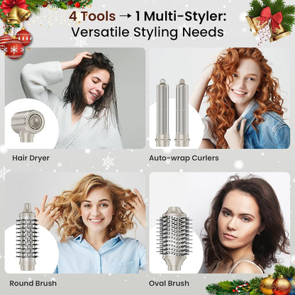 MESCOMB 5 in 1 Airstyler & Hairstyler Set Ionen Föhn, Auto Lockenstab & Volumenbürste