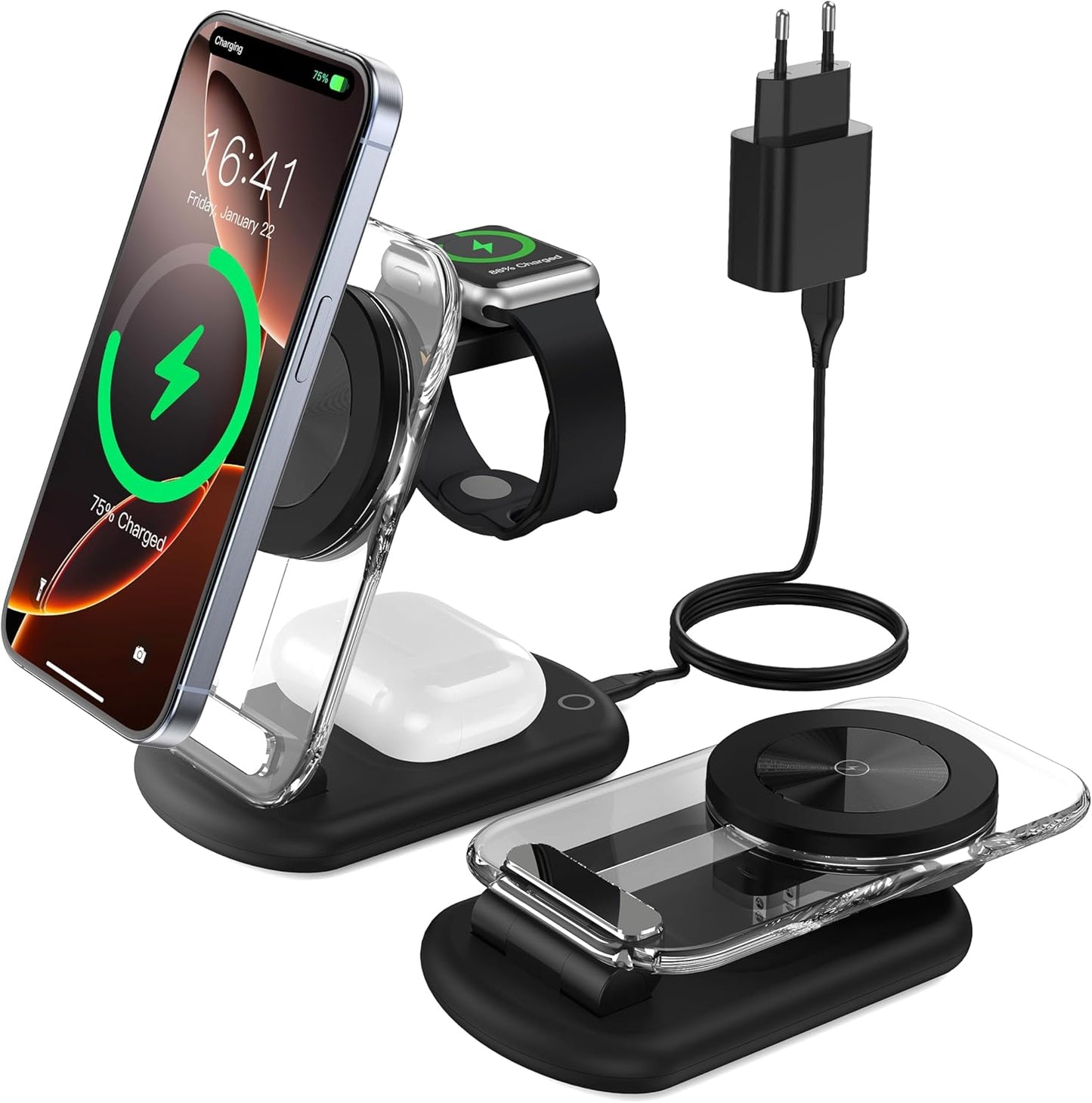 Mag Safe Ladestation, 3 in 1 Mag Safe Ladegerät, Kompatibel mit Telefon iWatch/Airpods7 iPhone