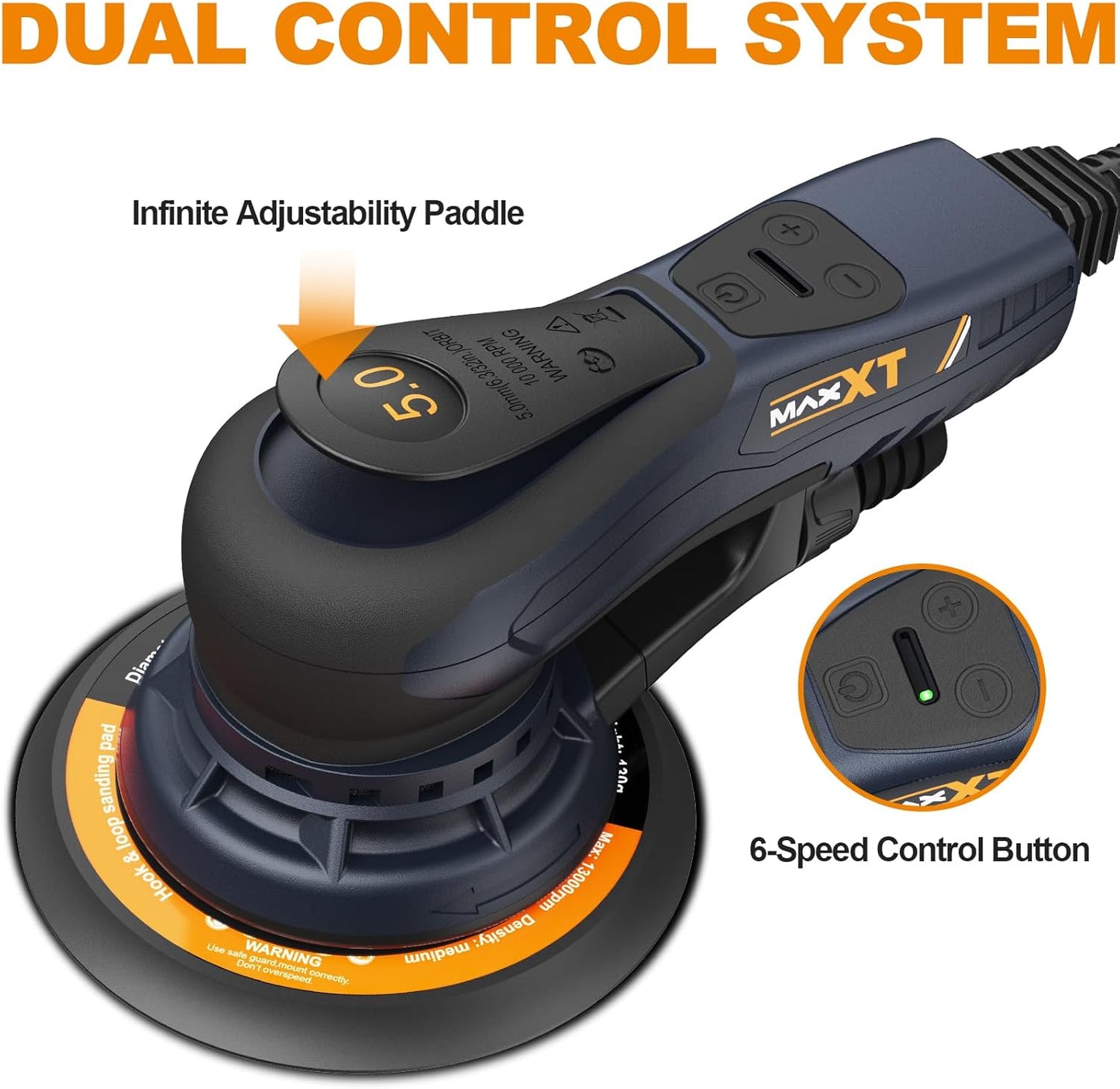 MAXXT 5,0 mm Bürstenloser Brushless Exzenterschleifer 230V  mit Dreikernverkabelung