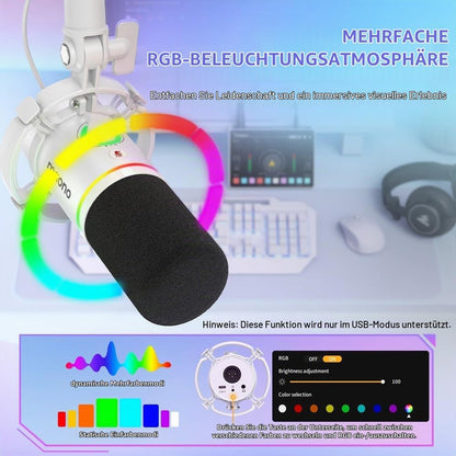 MAONO PD200X XLR/USB Dynamisches Mikrofon Set, RGB Podcast für PC Gaming,