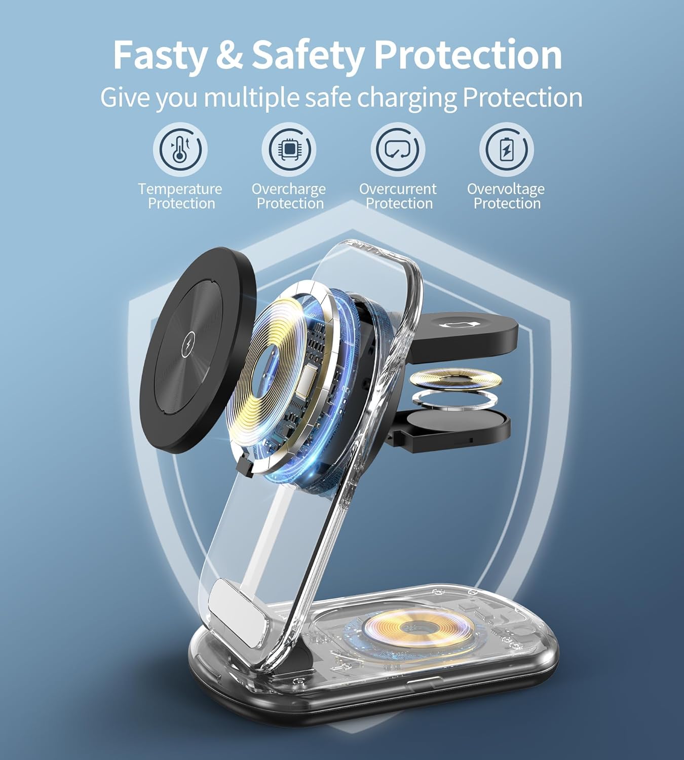 Mag Safe Ladestation, 3 in 1 Mag Safe Ladegerät, Kompatibel mit Telefon iWatch/Airpods7 iPhone