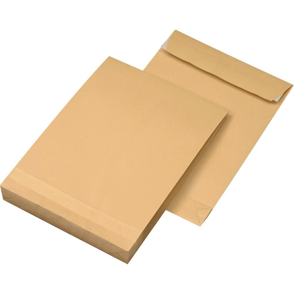 MAILmedia Faltenversandtaschen B4, ohne Fenster, Haftklebung, 120 g/qm, 40mm Falte, braun, 100 stück
