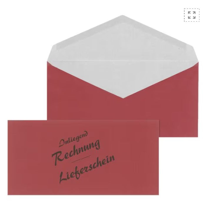 Mailmedia Briefhüllen DIN Long »Lieferschein/Rechnung« 1000 pièces - rouge 