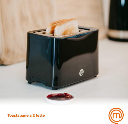 MasterChef Toaster 700 W, 2 Scheiben, 7 Bräunungsstufen, Schwarz