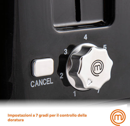 MasterChef Toaster 700 W, 2 Scheiben, 7 Bräunungsstufen, Schwarz