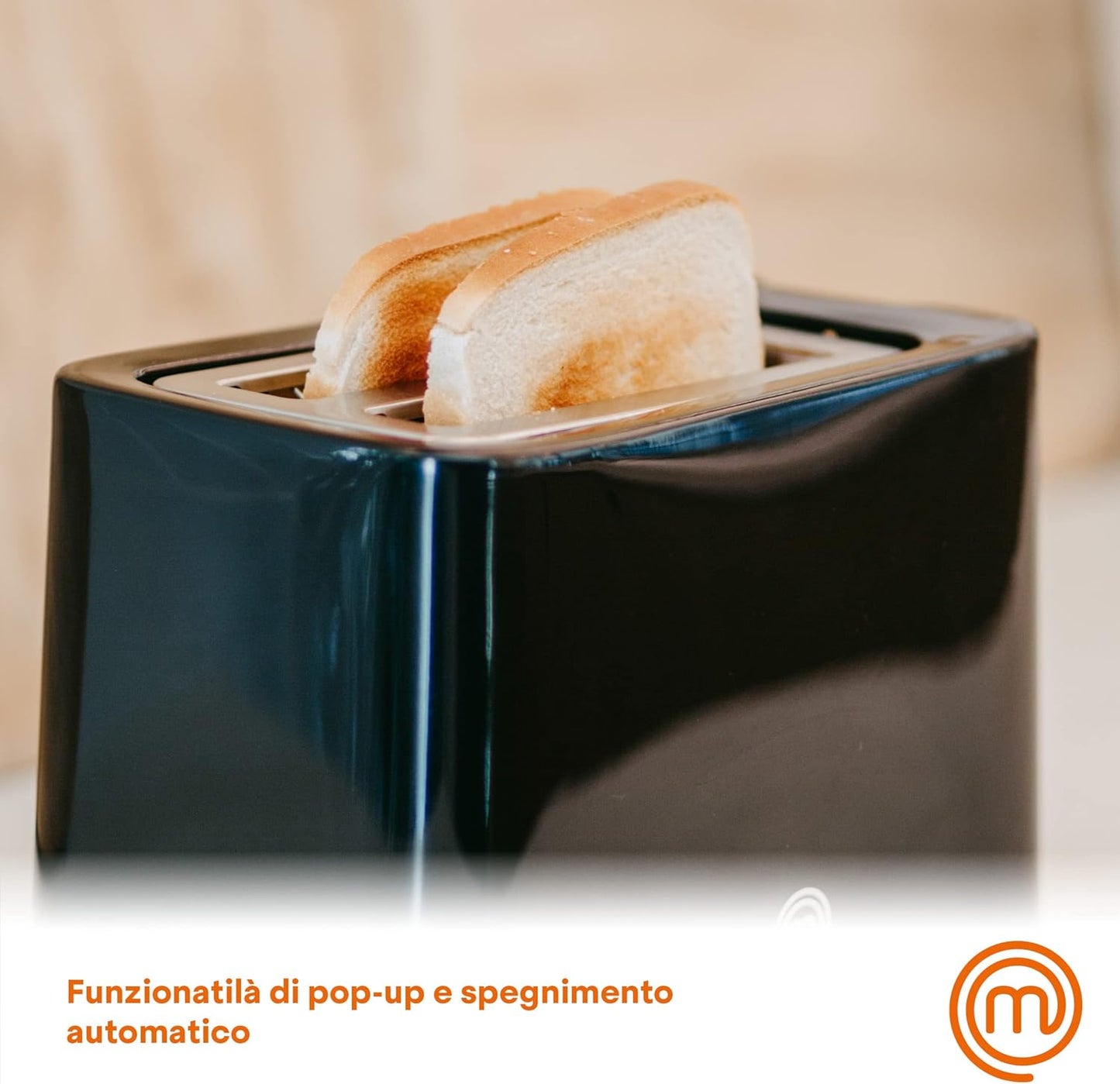 MasterChef Toaster 700 W, 2 Scheiben, 7 Bräunungsstufen, Schwarz