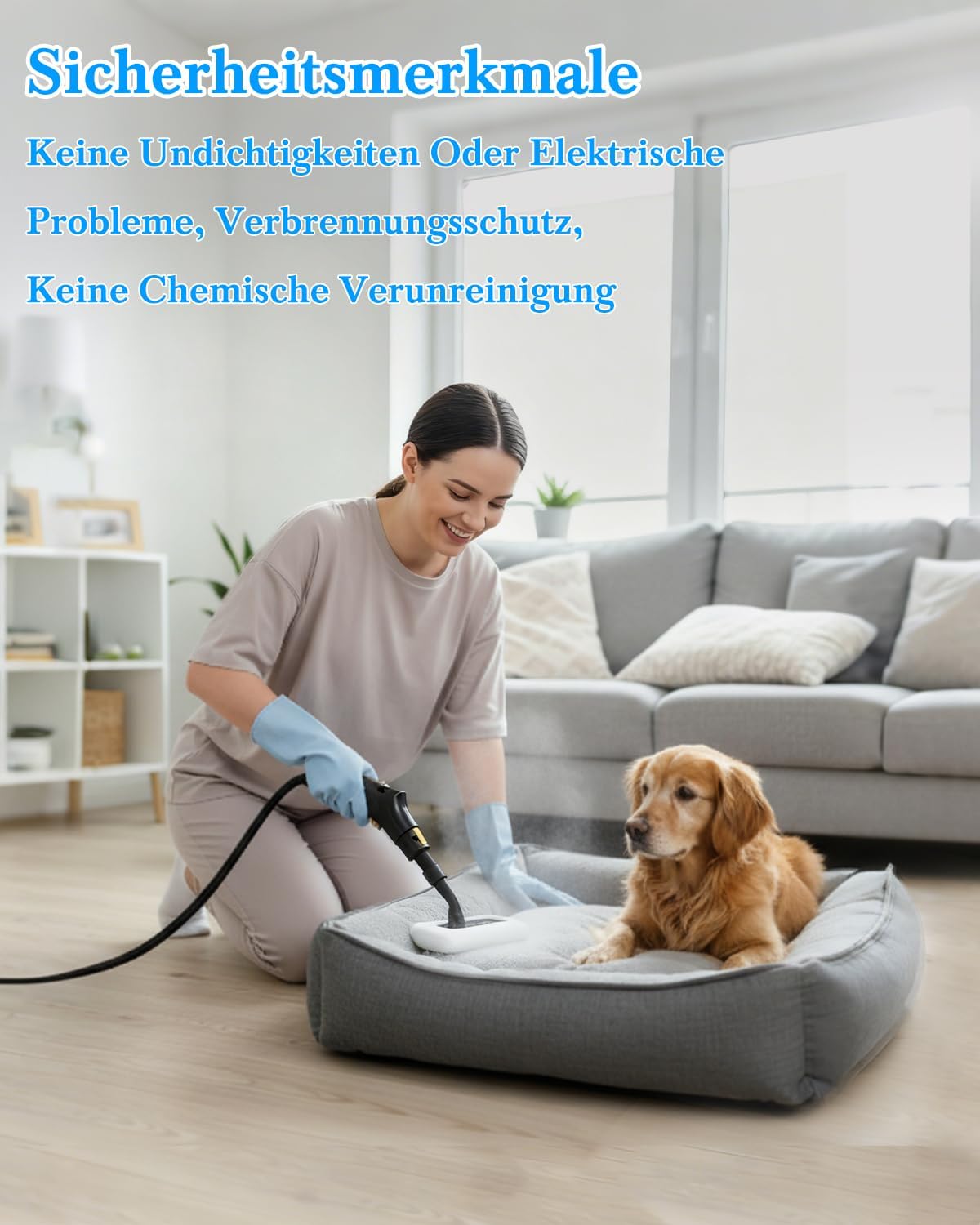 Dampfreiniger Handgerät 2500W 6-Stufig Einstellbar, 1,6L,120 °C Dampf,15s Aufheizzeit