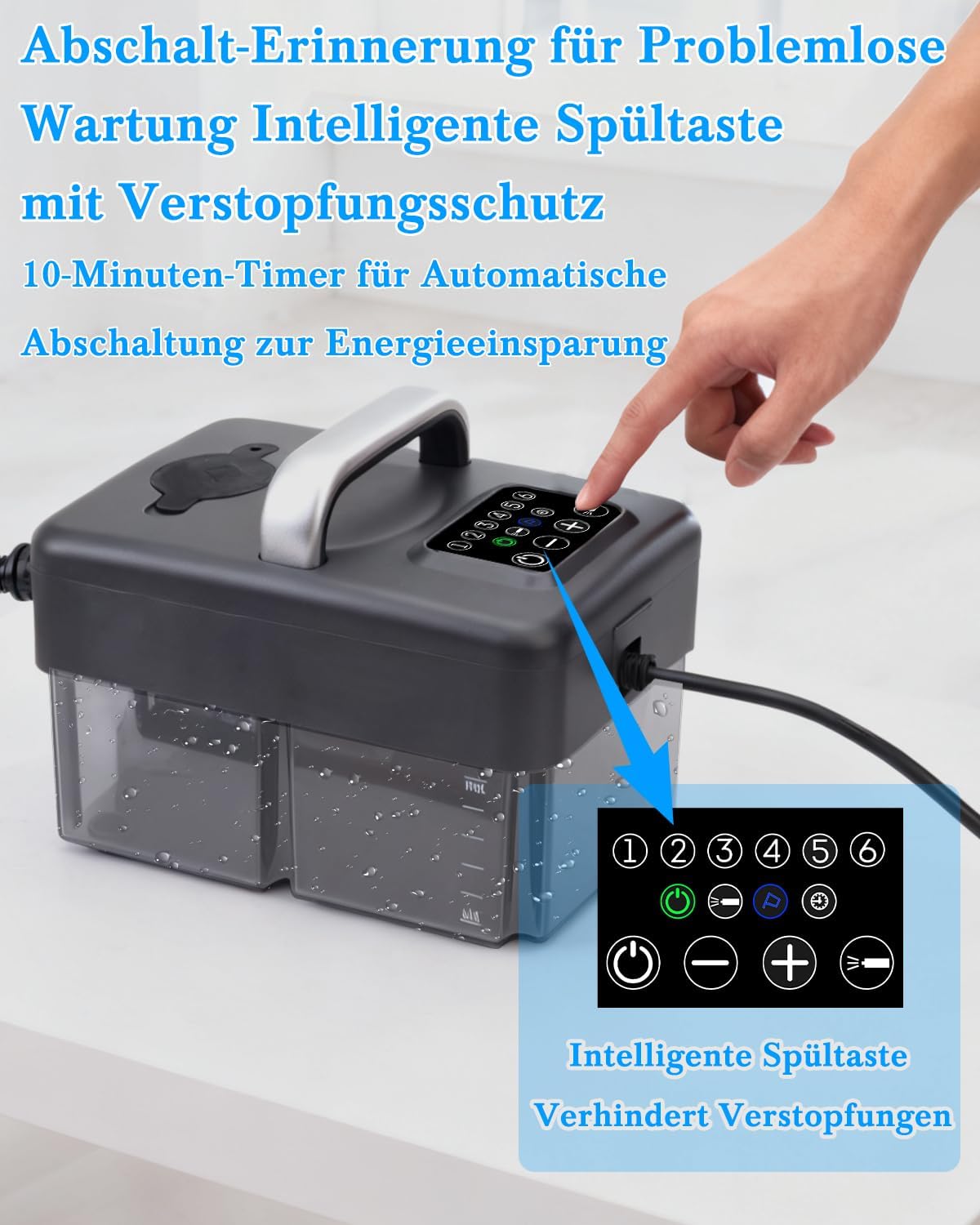 Dampfreiniger Handgerät 2500W 6-Stufig Einstellbar, 1,6L,120 °C Dampf,15s Aufheizzeit