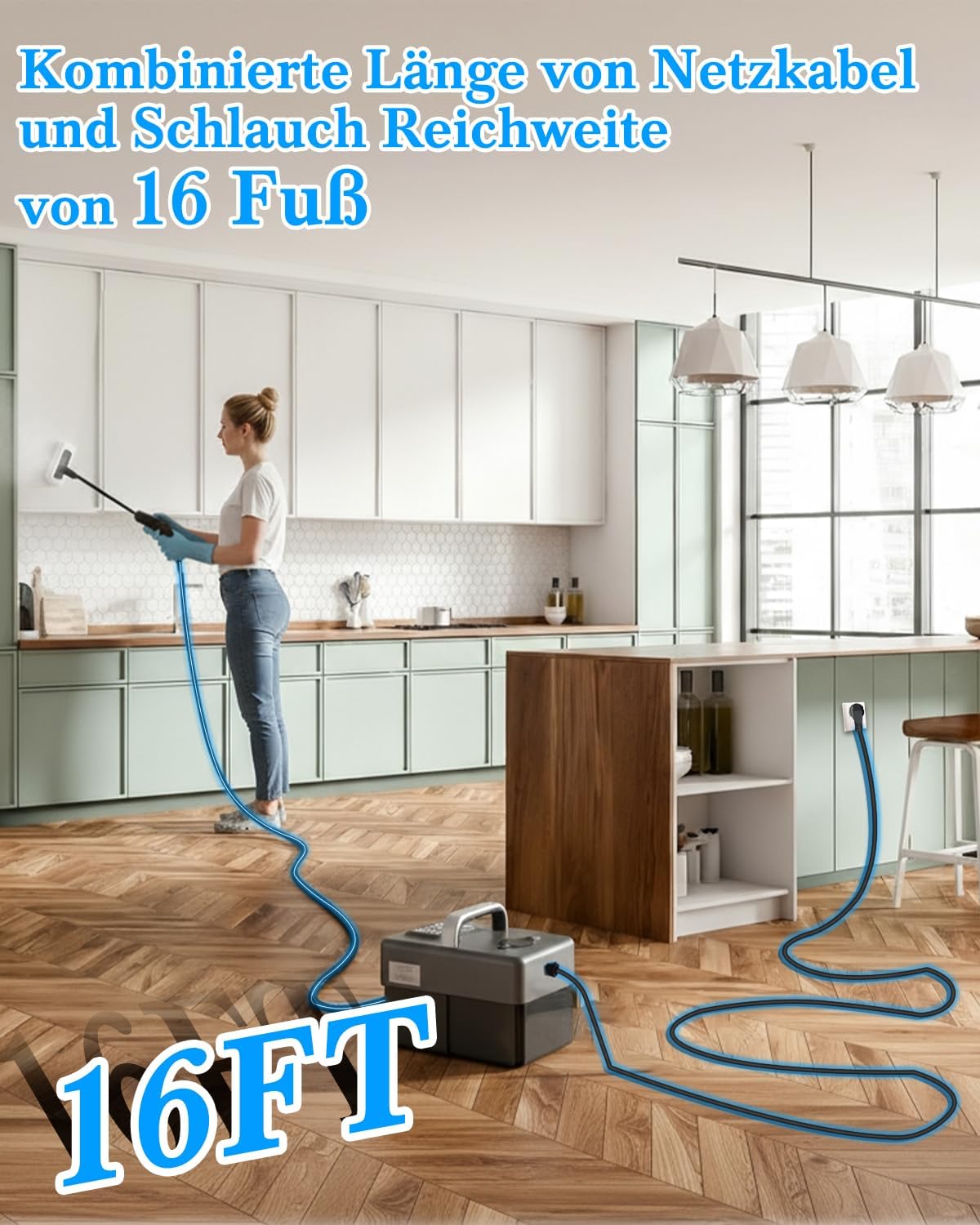 Dampfreiniger Handgerät 2500W 6-Stufig Einstellbar, 1,6L,120 °C Dampf,15s Aufheizzeit