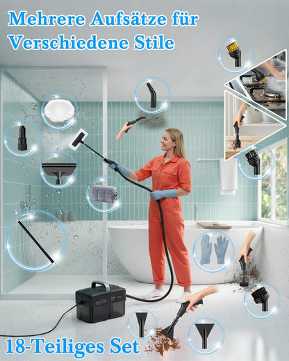 Dampfreiniger Handgerät 2500W 6-Stufig Einstellbar, 1,6L,120 °C Dampf,15s Aufheizzeit