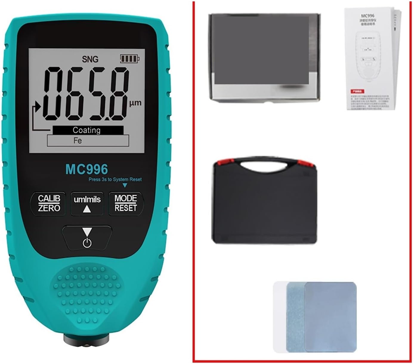 Mileseey MC996 Digitale Schichtdickenmessgeräte Digitale Beschichtung Dicke Gauge Auto Lack Detektor Farbe Dicke Meter Auto Tester Beschichtung Dicke Gauge for Auto Leicht ablesbares Display(MC996)