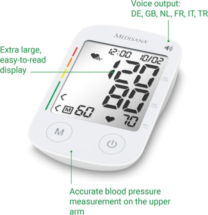 medisana BU 535 Voice Oberarm-Blutdruckmessgerät, Blutdruck und Pulsmessung