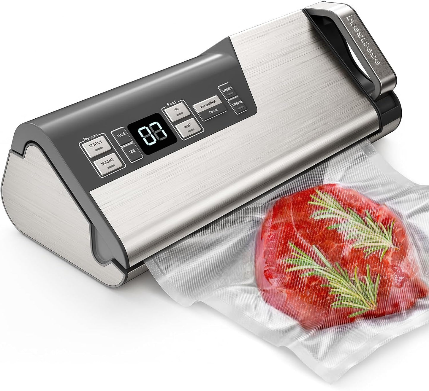 Mesliese Vakuumiergerät 95kPa 140W, 20L/min, Doppelsiegel,LED, 2 Rollen