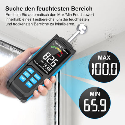 MESTEK Feuchtigkeitsmessgerät  mit HD-Farb-Großbild Akustischem Alarm 20-40mm Analysetiefe