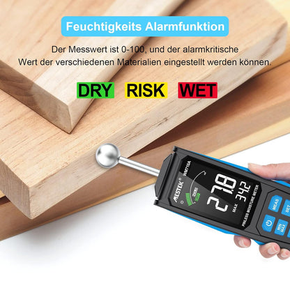 MESTEK Feuchtigkeitsmessgerät  mit HD-Farb-Großbild Akustischem Alarm 20-40mm Analysetiefe