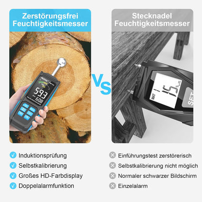 MESTEK Feuchtigkeitsmessgerät  mit HD-Farb-Großbild Akustischem Alarm 20-40mm Analysetiefe