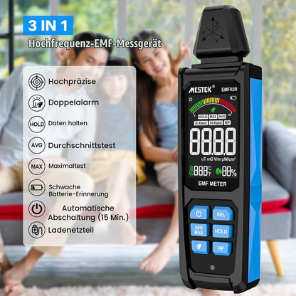 MESTEK EMF Messgerät 5-in-1 EF/MF/Radio-Frequenz EMF Meter,Strahlung Messgerät EMF02R