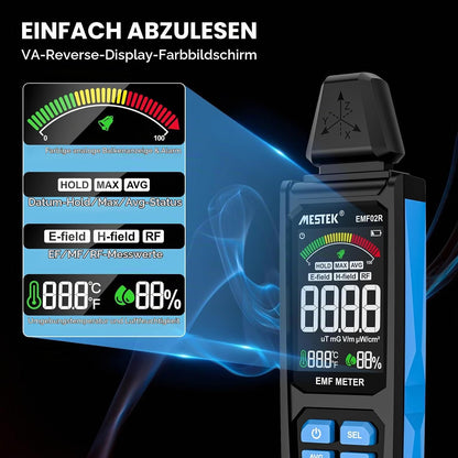 MESTEK EMF Messgerät 5-in-1 EF/MF/Radio-Frequenz EMF Meter,Strahlung Messgerät EMF02R
