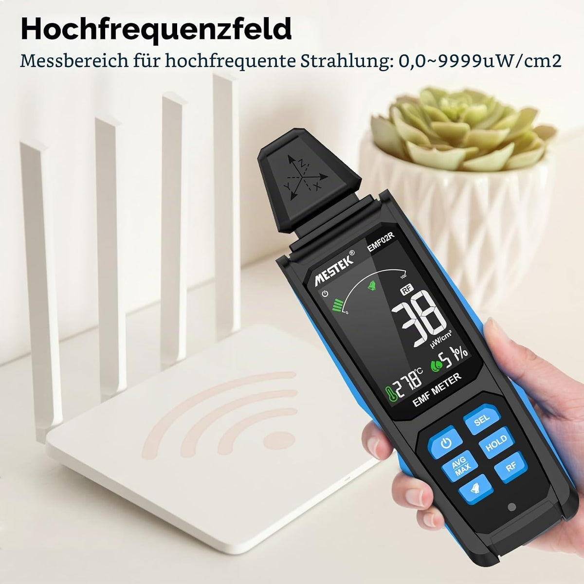 MESTEK EMF Messgerät 5-in-1 EF/MF/Radio-Frequenz EMF Meter,Strahlung Messgerät EMF02R