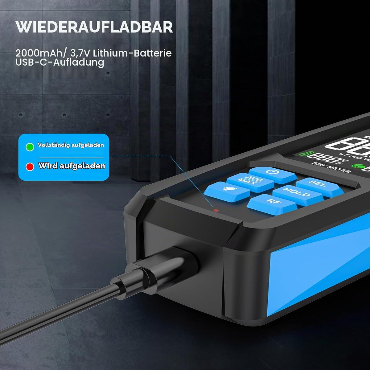 MESTEK EMF Messgerät 5-in-1 EF/MF/Radio-Frequenz EMF Meter,Strahlung Messgerät EMF02R