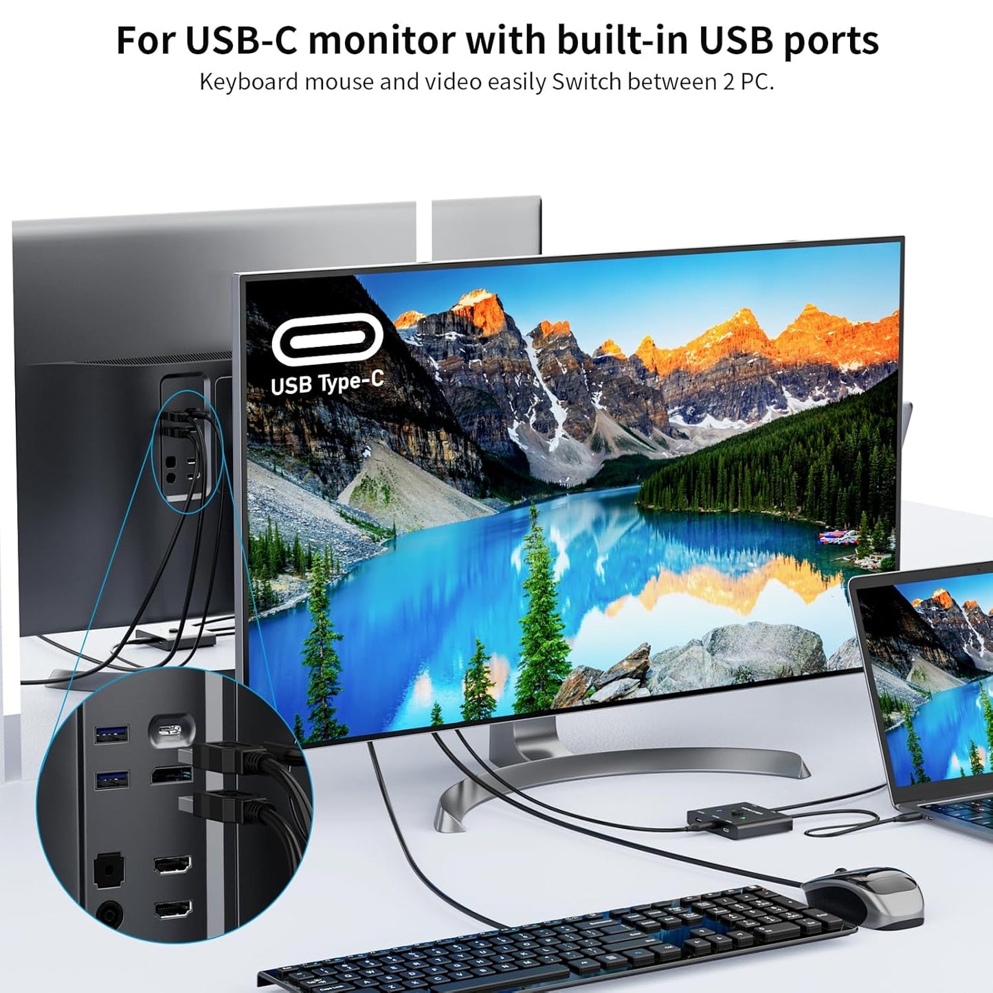 MLEEDA USB C Switch 2 PC 8K@60Hz 4K@120Hz,2 in 1 out USB-C Switch