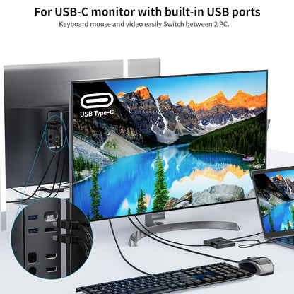 MLEEDA USB C Switch 2 PC 8K@60Hz 4K@120Hz,2 in 1 out USB-C Switch
