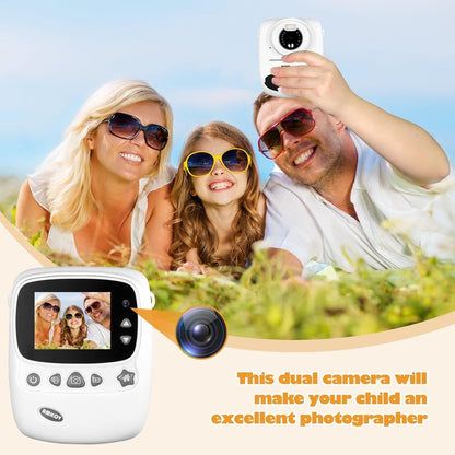 Meidom Sofortbildkamera Kinder, 30MP 1080P Kinderkamera 32GB TF-Karte Dual Kamera, Weiß