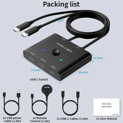 MLEEDA USB C Switch 2 PC 8K@60Hz 4K@120Hz,2 in 1 out USB-C Switch