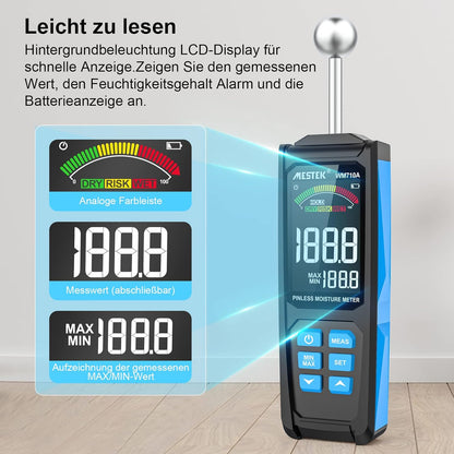 MESTEK Feuchtigkeitsmessgerät  mit HD-Farb-Großbild Akustischem Alarm 20-40mm Analysetiefe