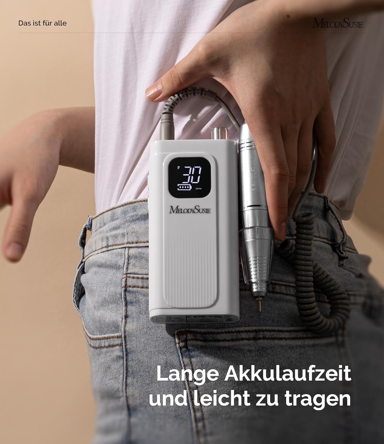 MelodySusie SC300F Professioneller Aufsteckbarer Nagelfräser,30000 U/min, mit LCD-Display,